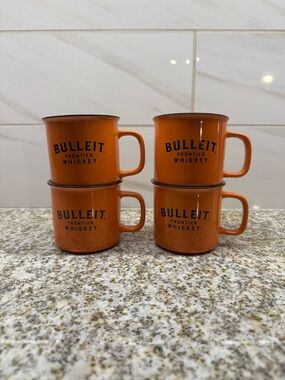 Bulleit Whiskey Orange Enamel Mugs - Set of 4